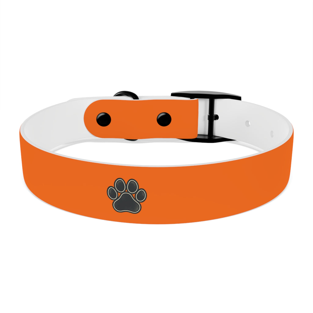 Durable Adjustable Dog Collar | Paw Print | Orange