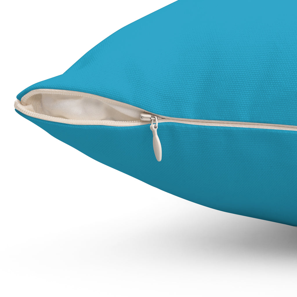 Puppy Adventure Center Pillow | Square Polyester Throw Pillow | Turquoise