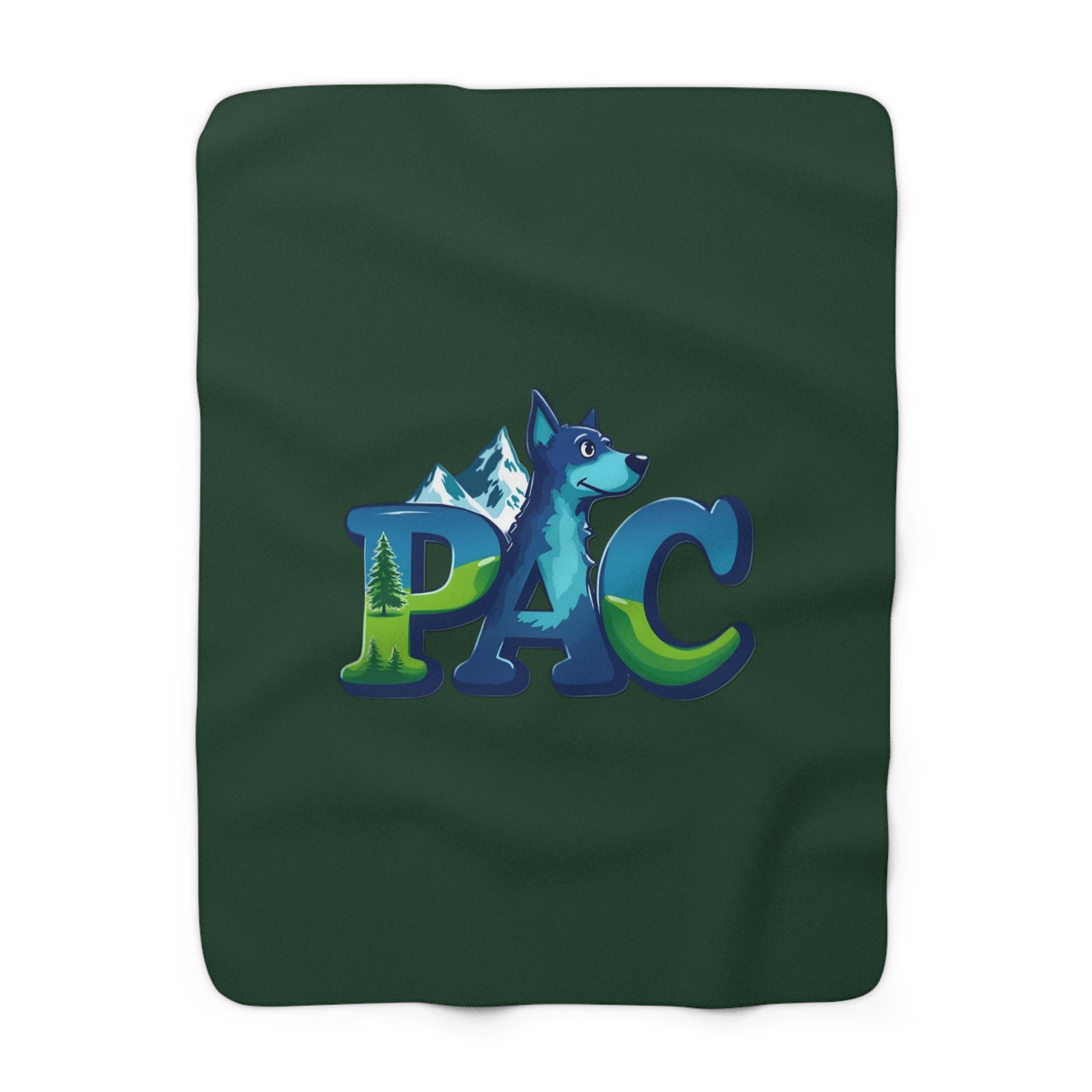Puppy Adventure Center | Sherpa Fleece Blanket | Green