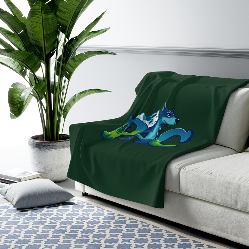 Puppy Adventure Center | Sherpa Fleece Blanket | Green