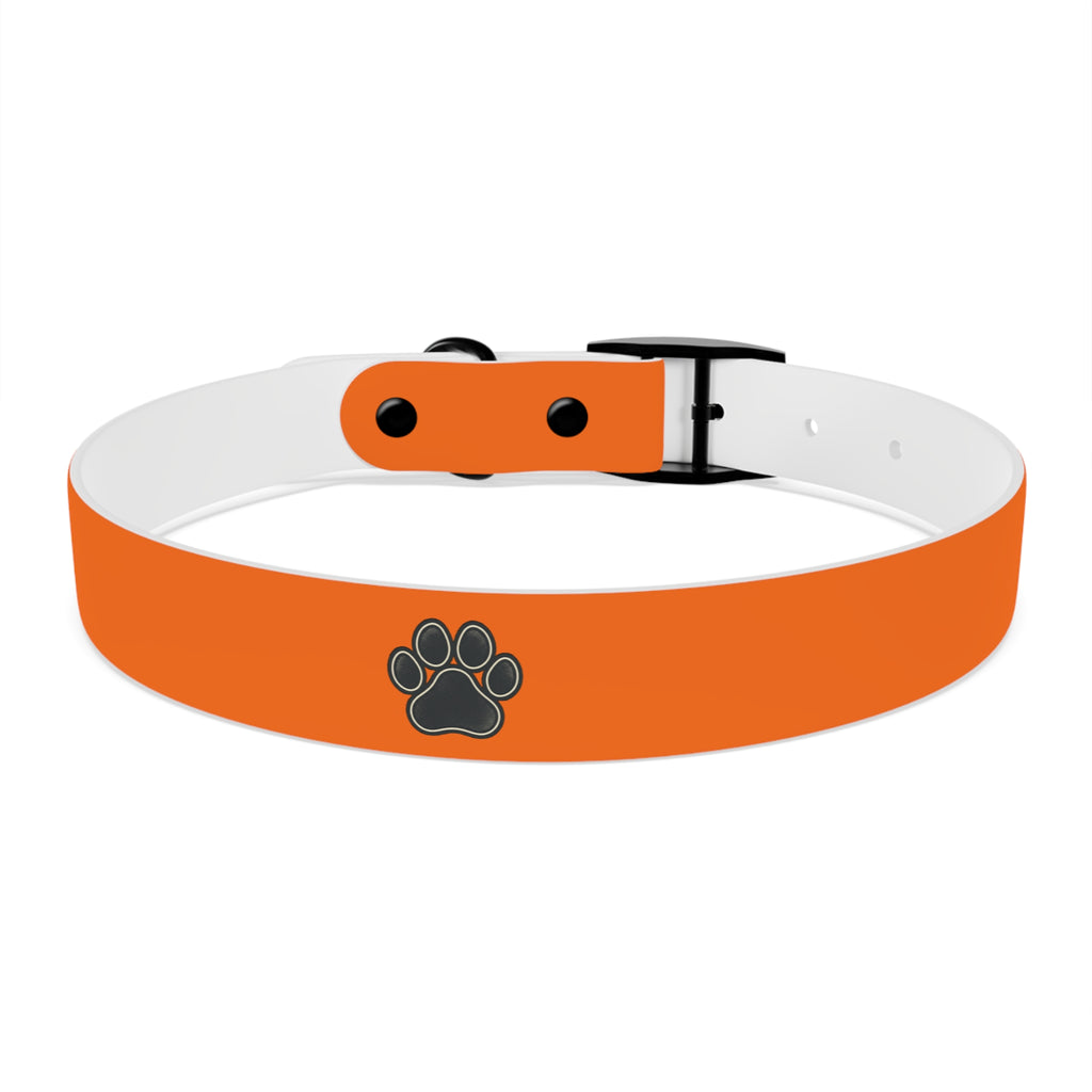 Durable Adjustable Dog Collar | Paw Print | Orange