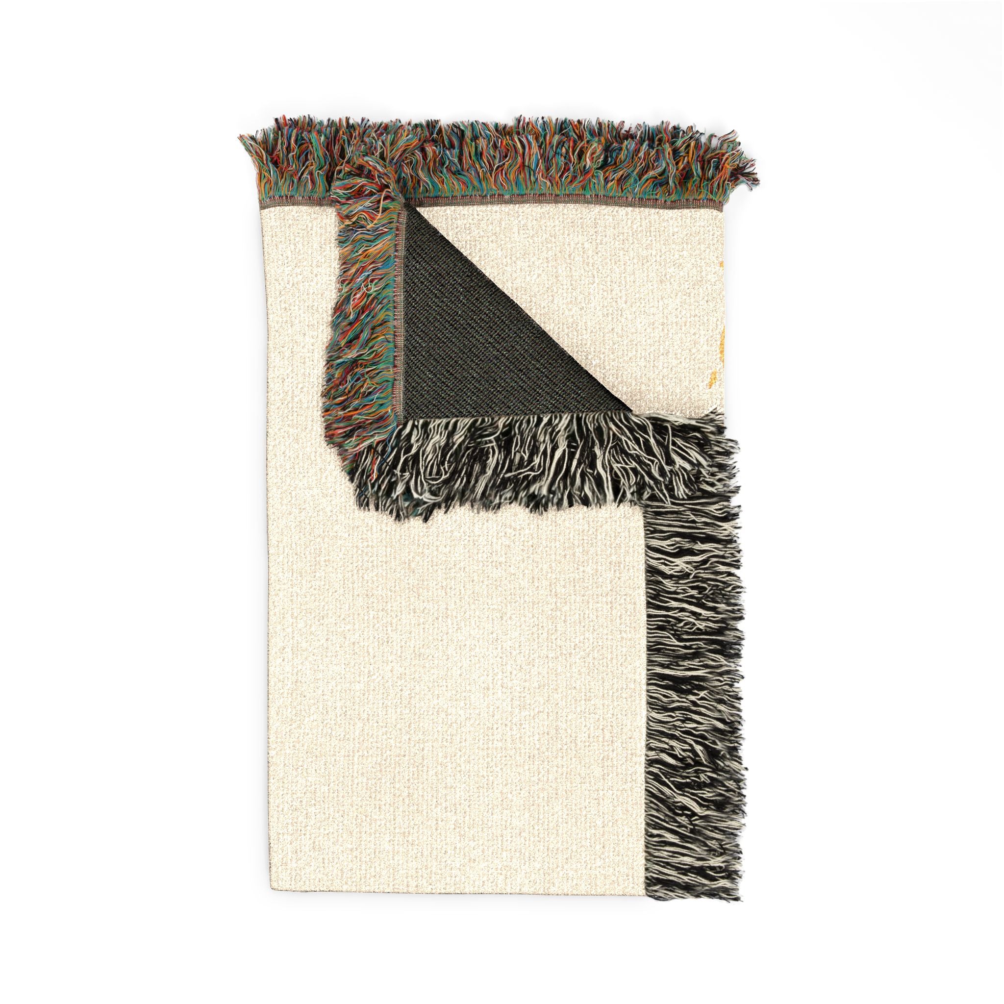 Dog Silhouette Woven Blanket | Coastal Pebble Pattern, Fringed Throw