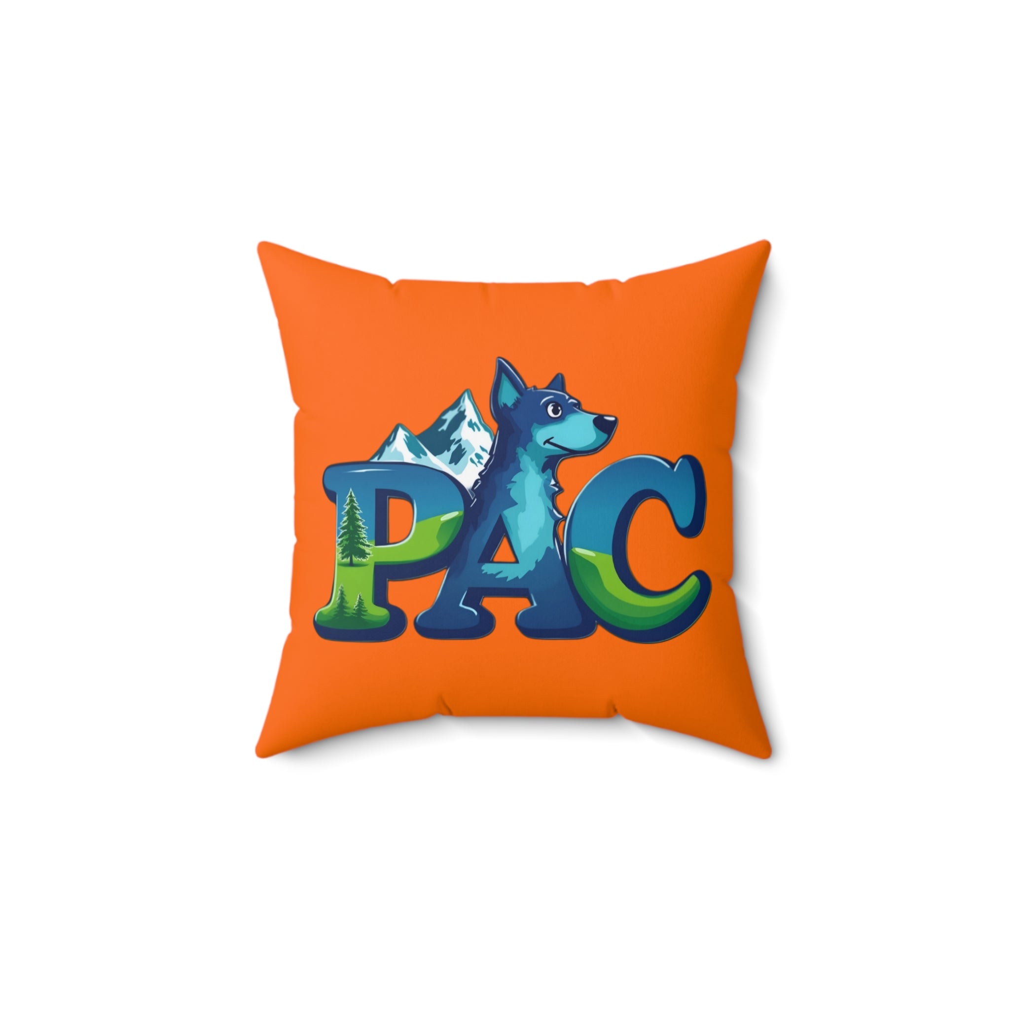 Puppy Adventure Center Pillow | Square Polyester Throw Pillow | Orange