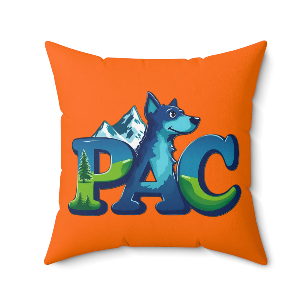 Puppy Adventure Center Pillow | Square Polyester Throw Pillow | Orange