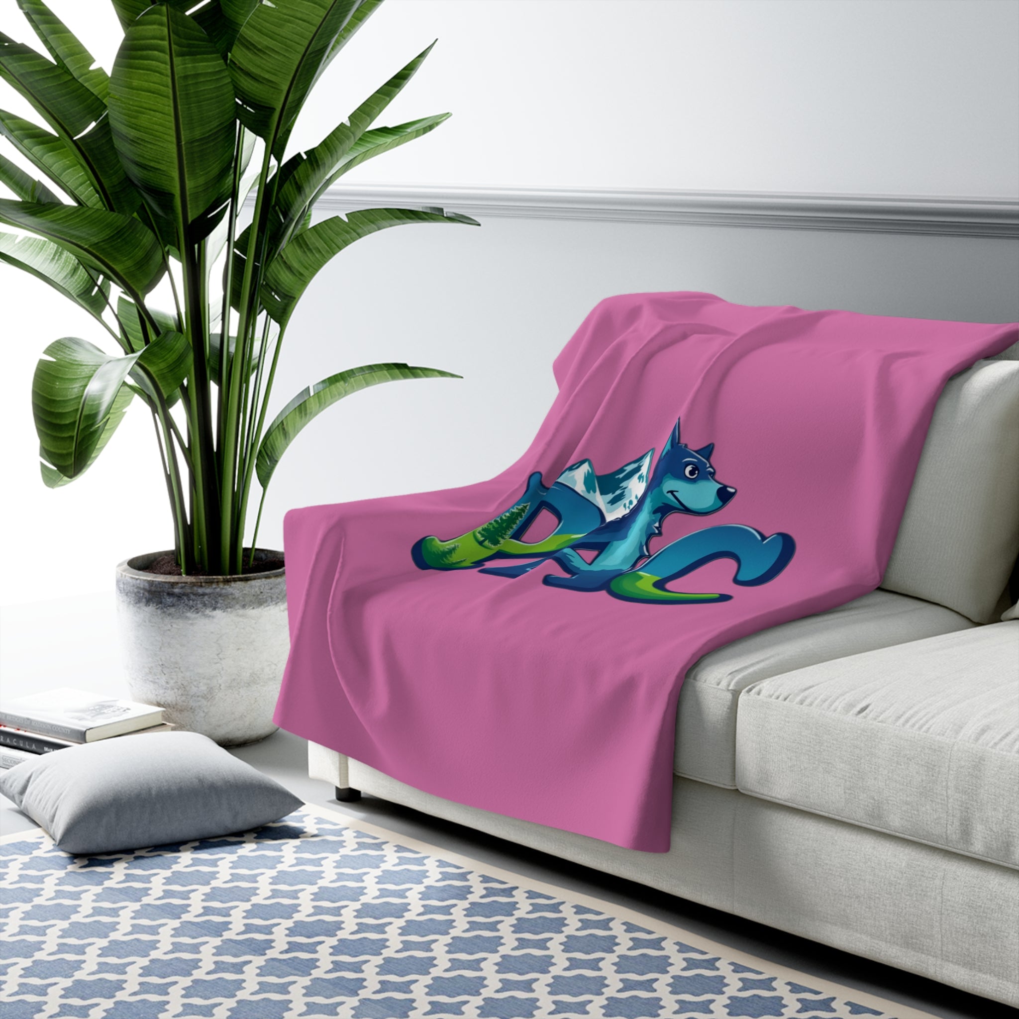 Puppy Adventure Center | Sherpa Fleece Blanket | Pink