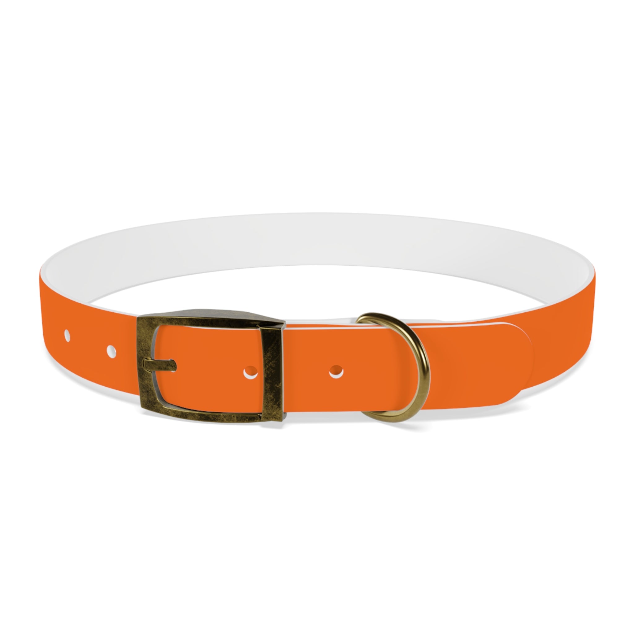 Durable Adjustable Dog Collar | Paw Print | Orange