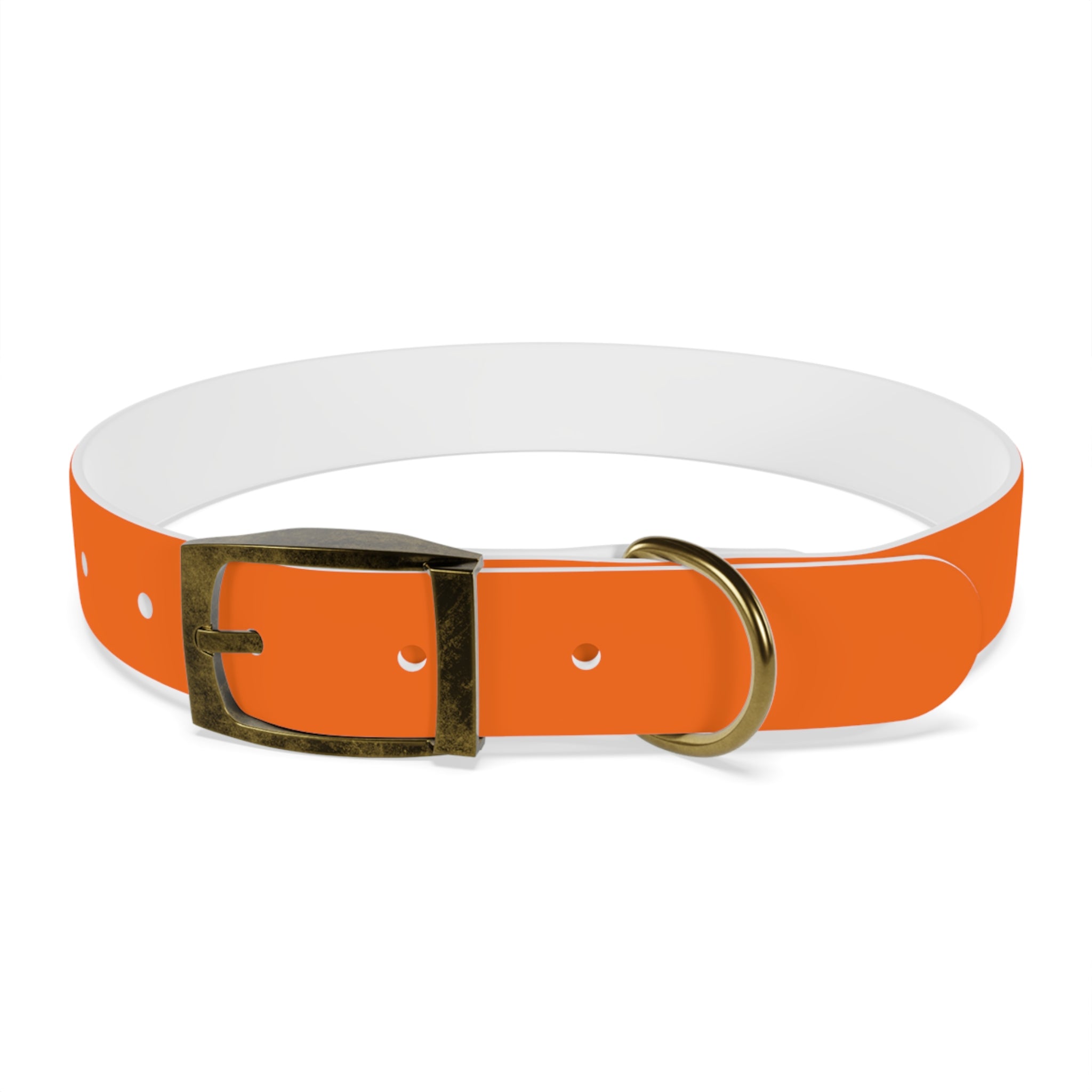 Durable Adjustable Dog Collar | Paw Print | Orange