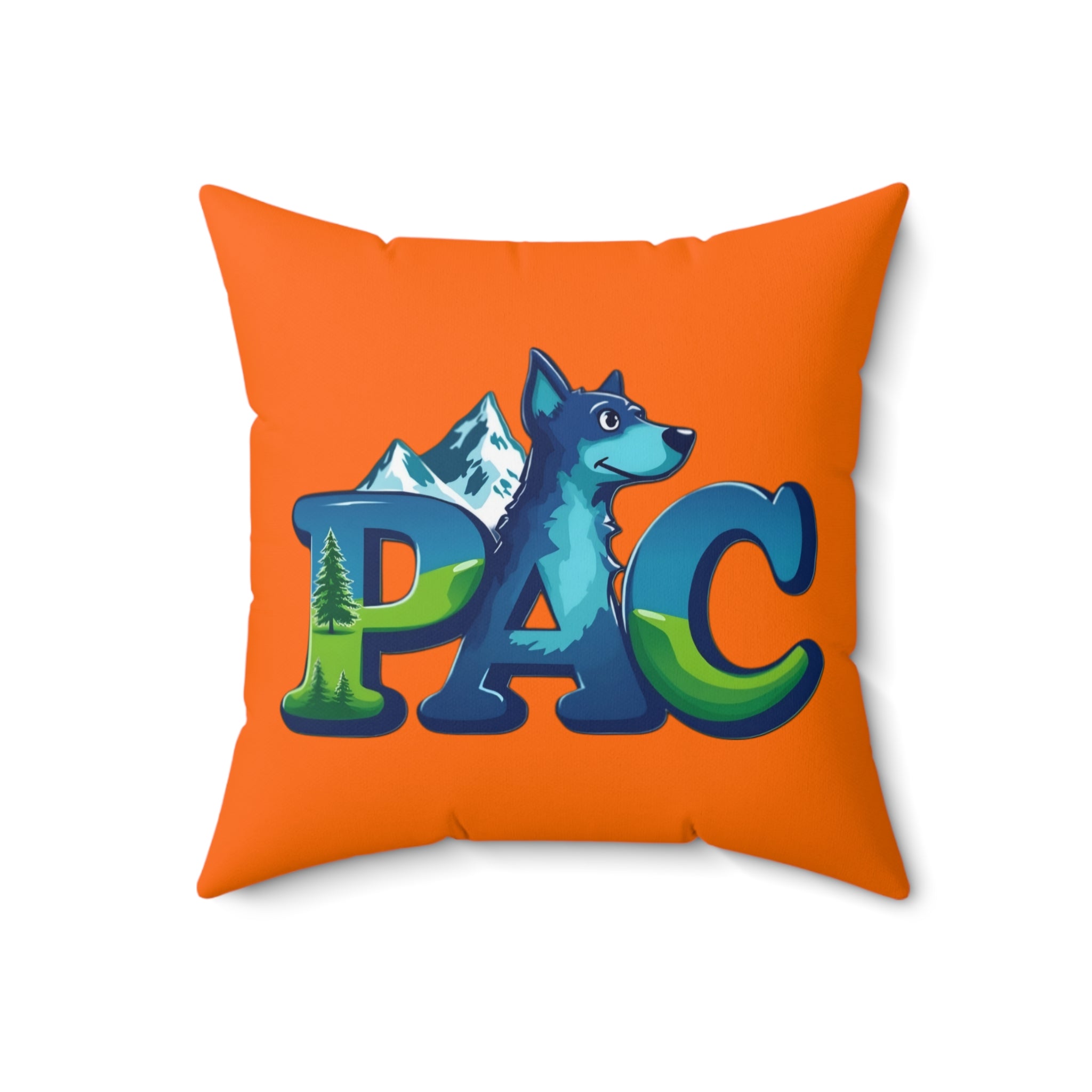 Puppy Adventure Center Pillow | Square Polyester Throw Pillow | Orange