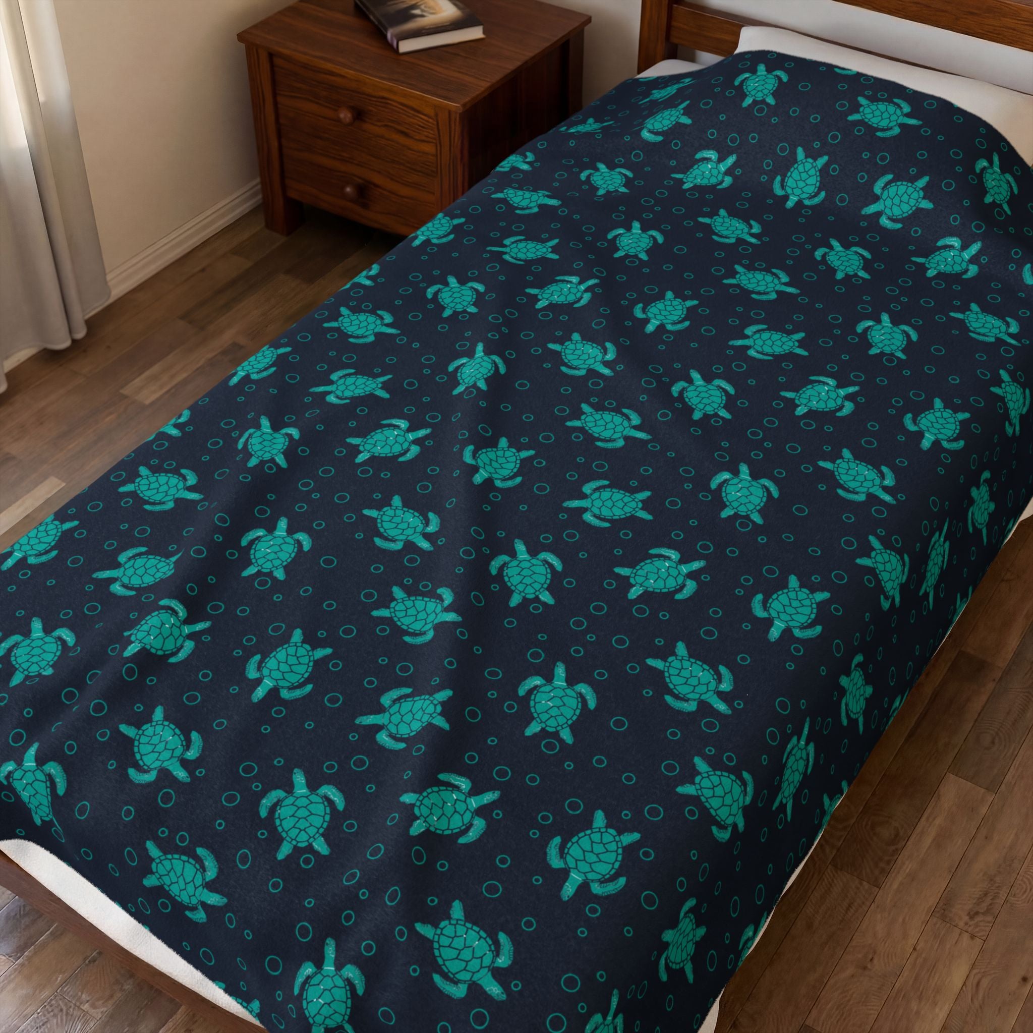 Sea Turtle Plush Blanket | Soft Velveteen Throw