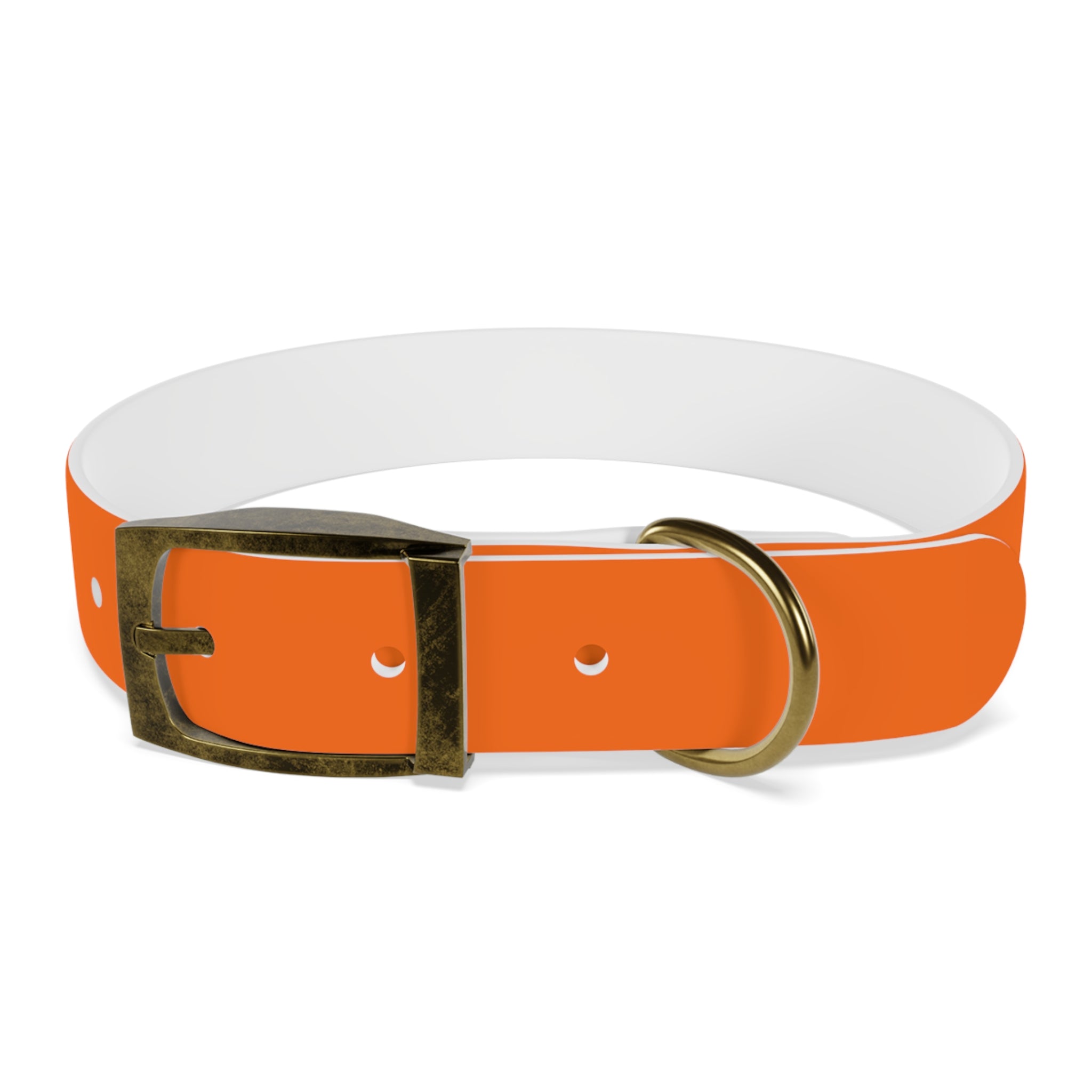 Durable Adjustable Dog Collar | Paw Print | Orange