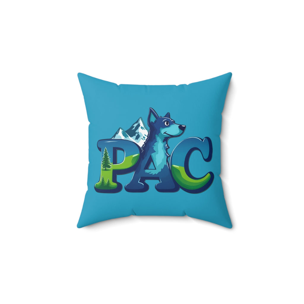 Puppy Adventure Center Pillow | Square Polyester Throw Pillow | Turquoise