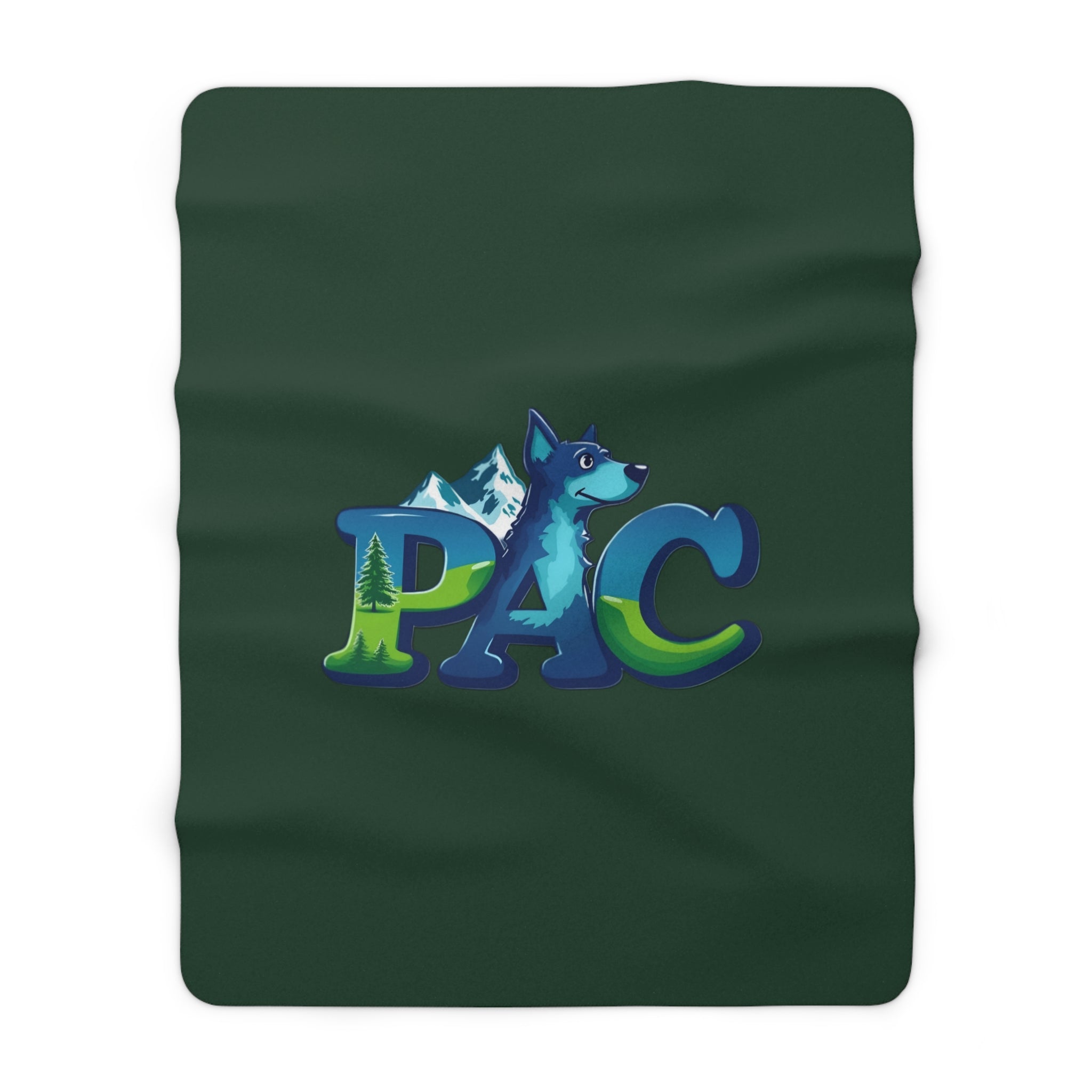 Puppy Adventure Center | Sherpa Fleece Blanket | Green