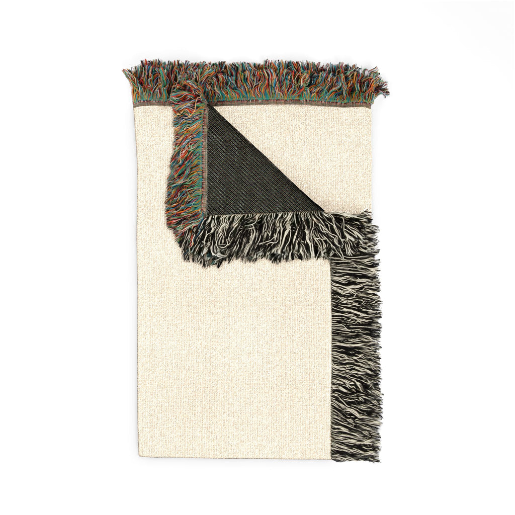 Dog Silhouette Woven Blanket | Coastal Pebble Pattern, Fringed Throw