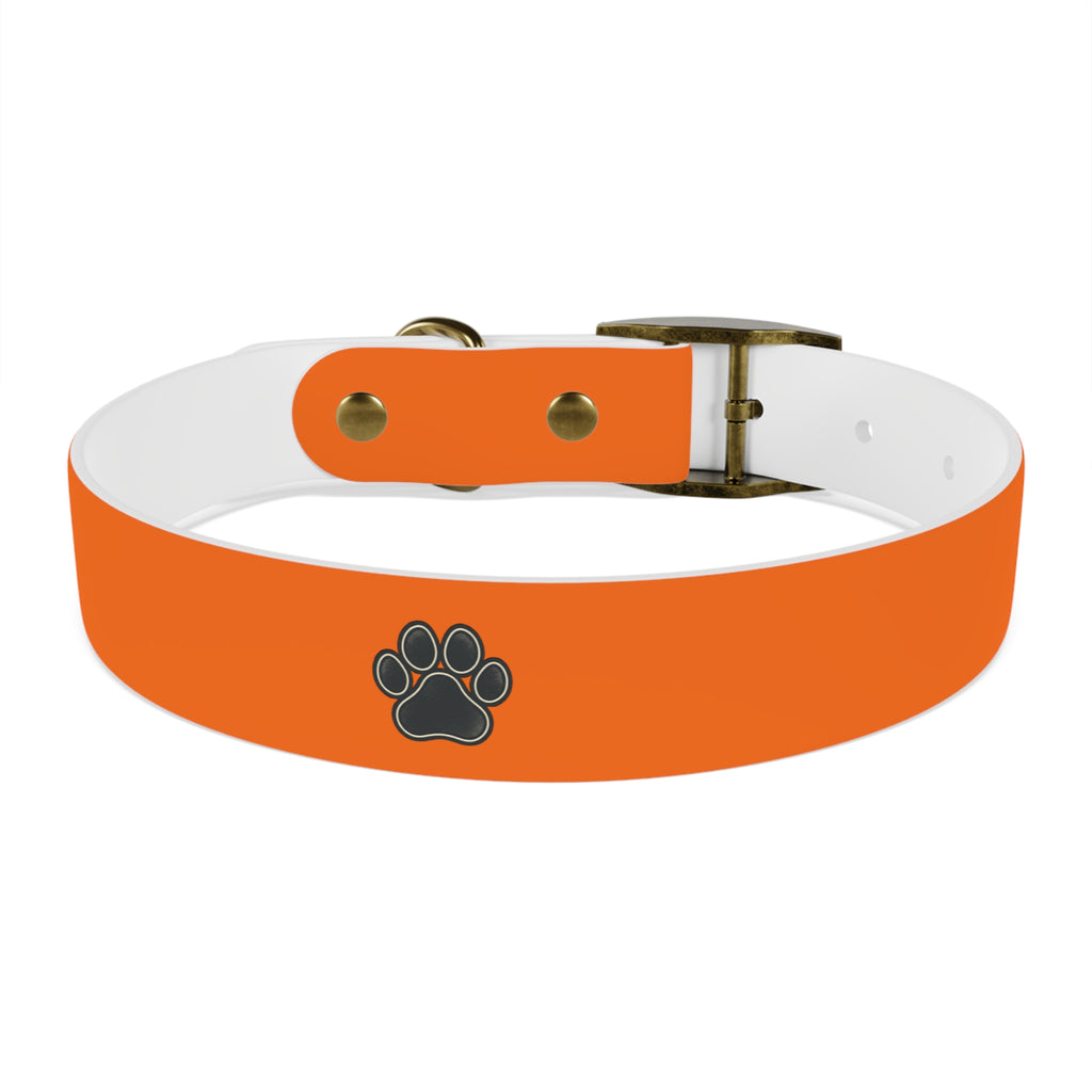 Durable Adjustable Dog Collar | Paw Print | Orange