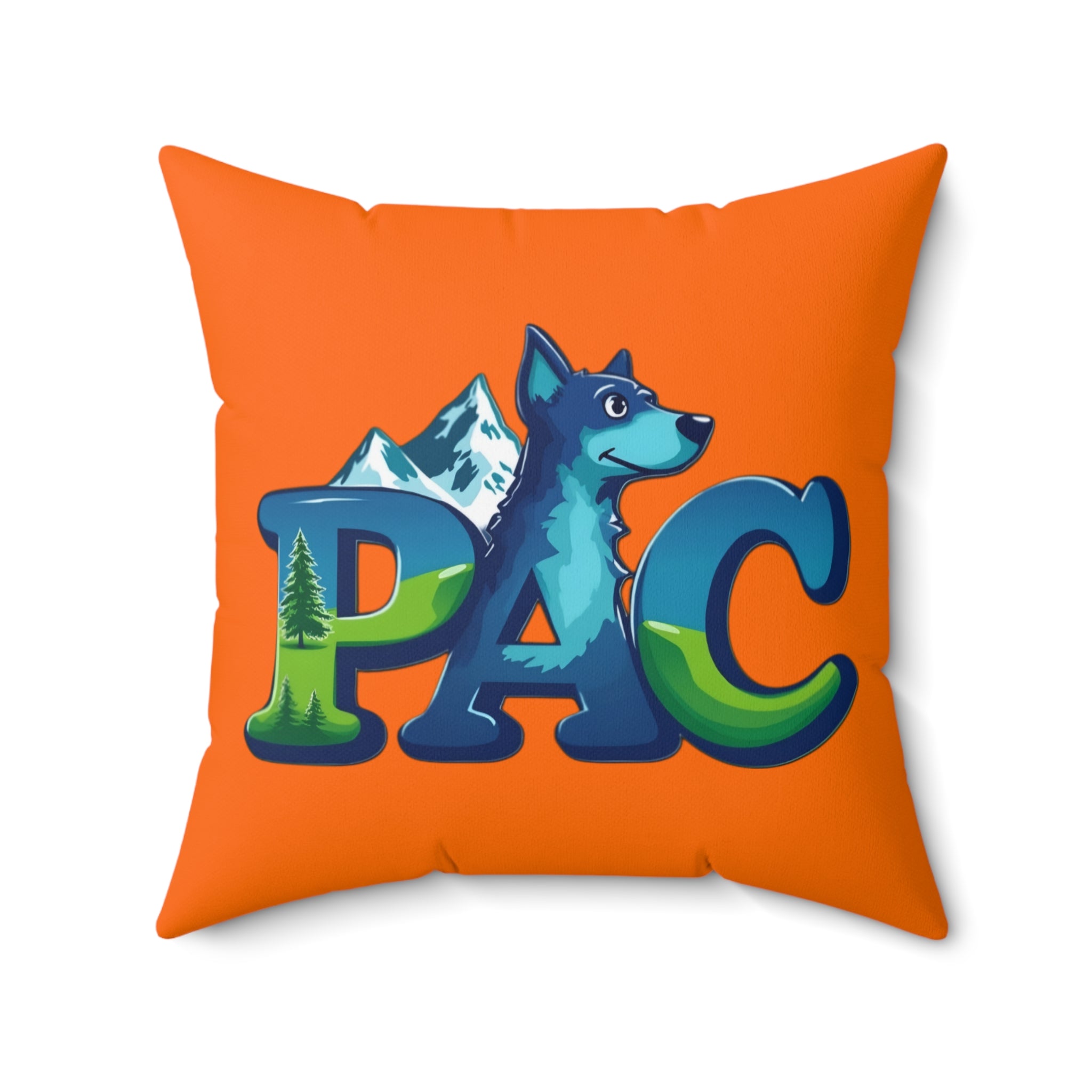 Puppy Adventure Center Pillow | Square Polyester Throw Pillow | Orange