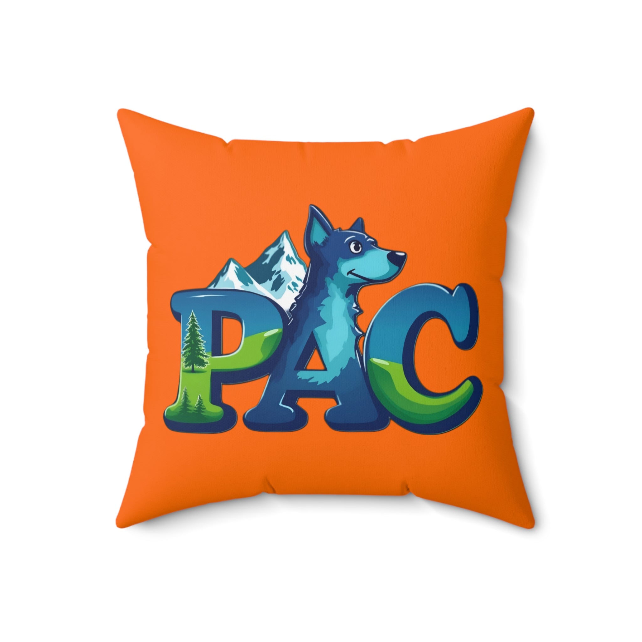 Puppy Adventure Center Pillow | Square Polyester Throw Pillow | Orange