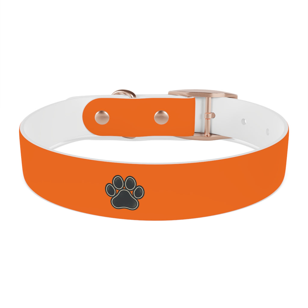Durable Adjustable Dog Collar | Paw Print | Orange