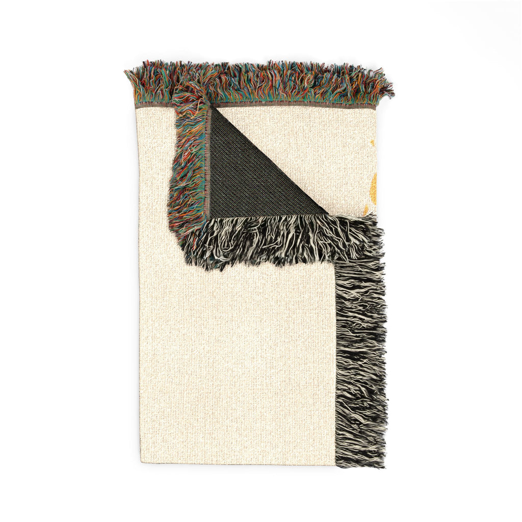 Dog Silhouette Woven Blanket | Coastal Pebble Pattern, Fringed Throw