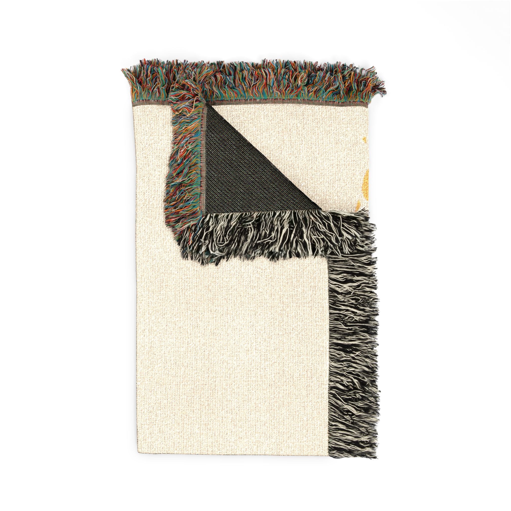 Dog Silhouette Woven Blanket | Coastal Pebble Pattern, Fringed Throw
