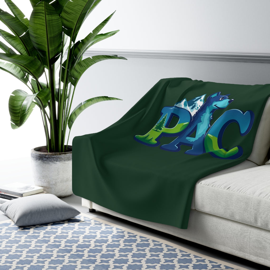 Puppy Adventure Center | Sherpa Fleece Blanket | Green