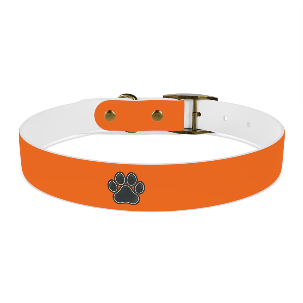 Durable Adjustable Dog Collar | Paw Print | Orange