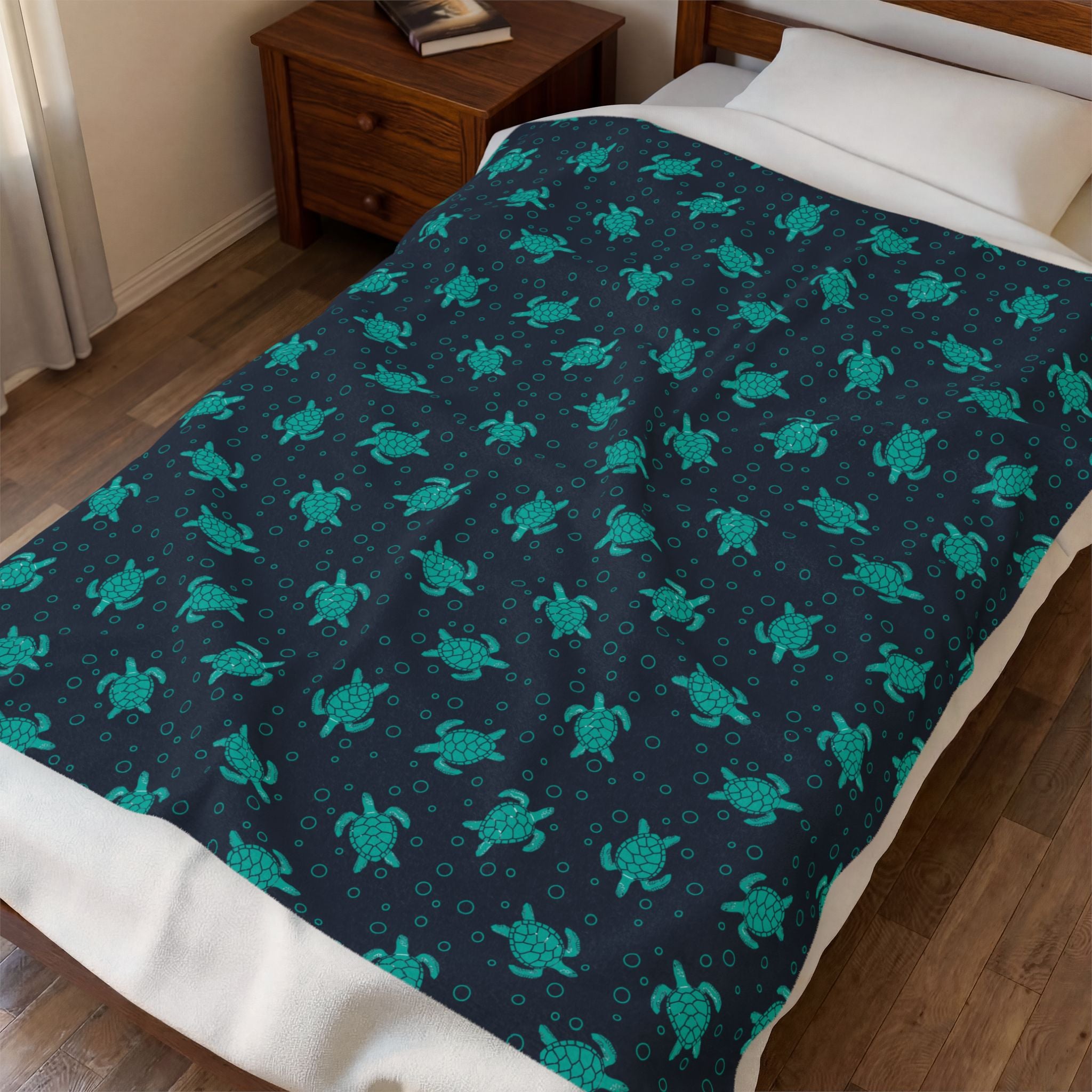 Sea Turtle Plush Blanket | Soft Velveteen Throw