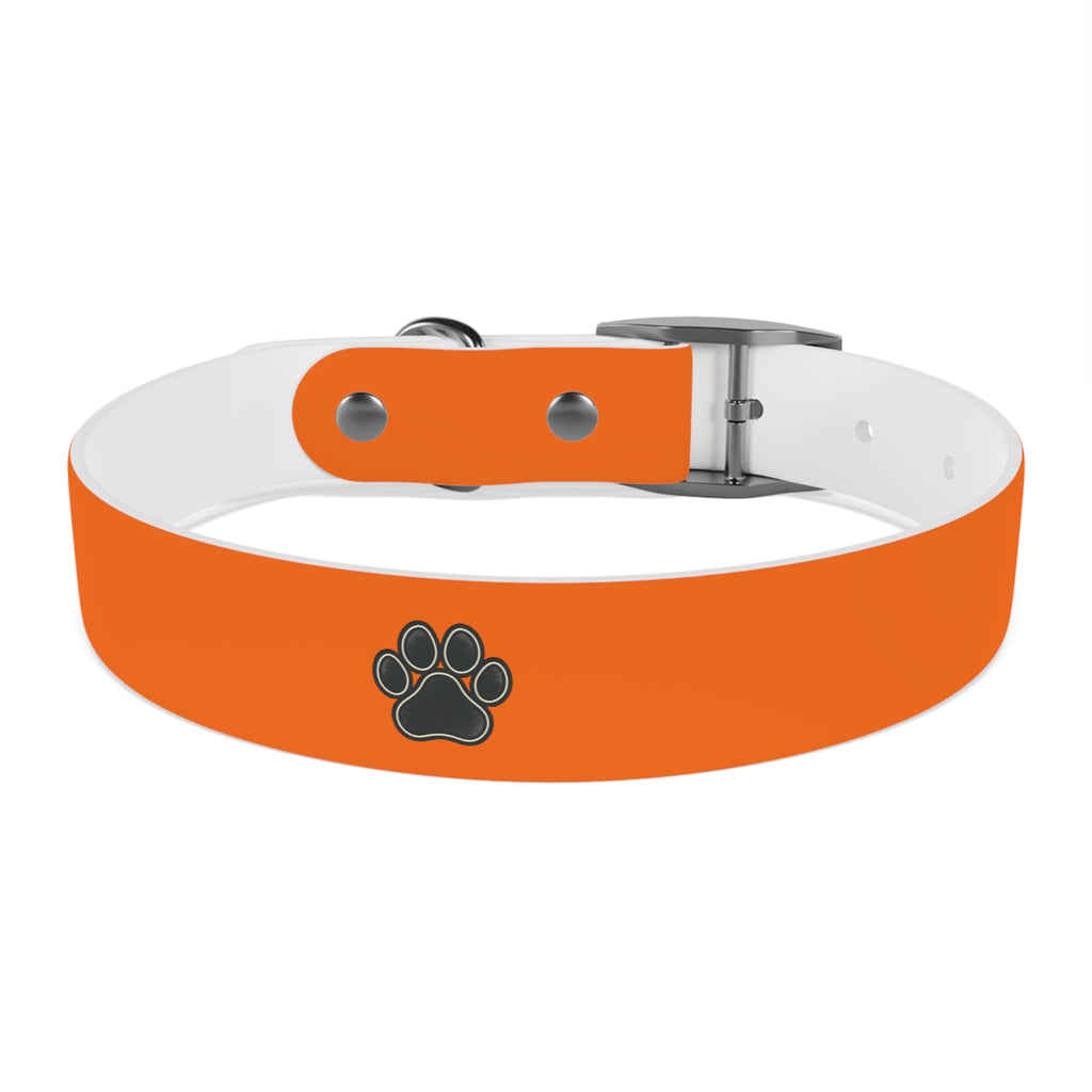 Durable Adjustable Dog Collar | Paw Print | Orange