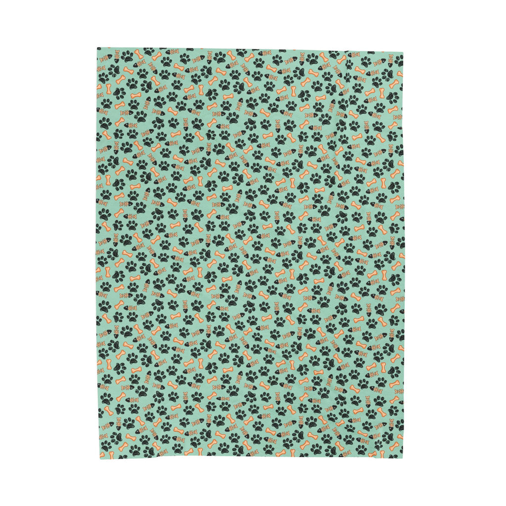 Paw Print Velveteen Plush Blanket – Cozy Pet Lover Throw