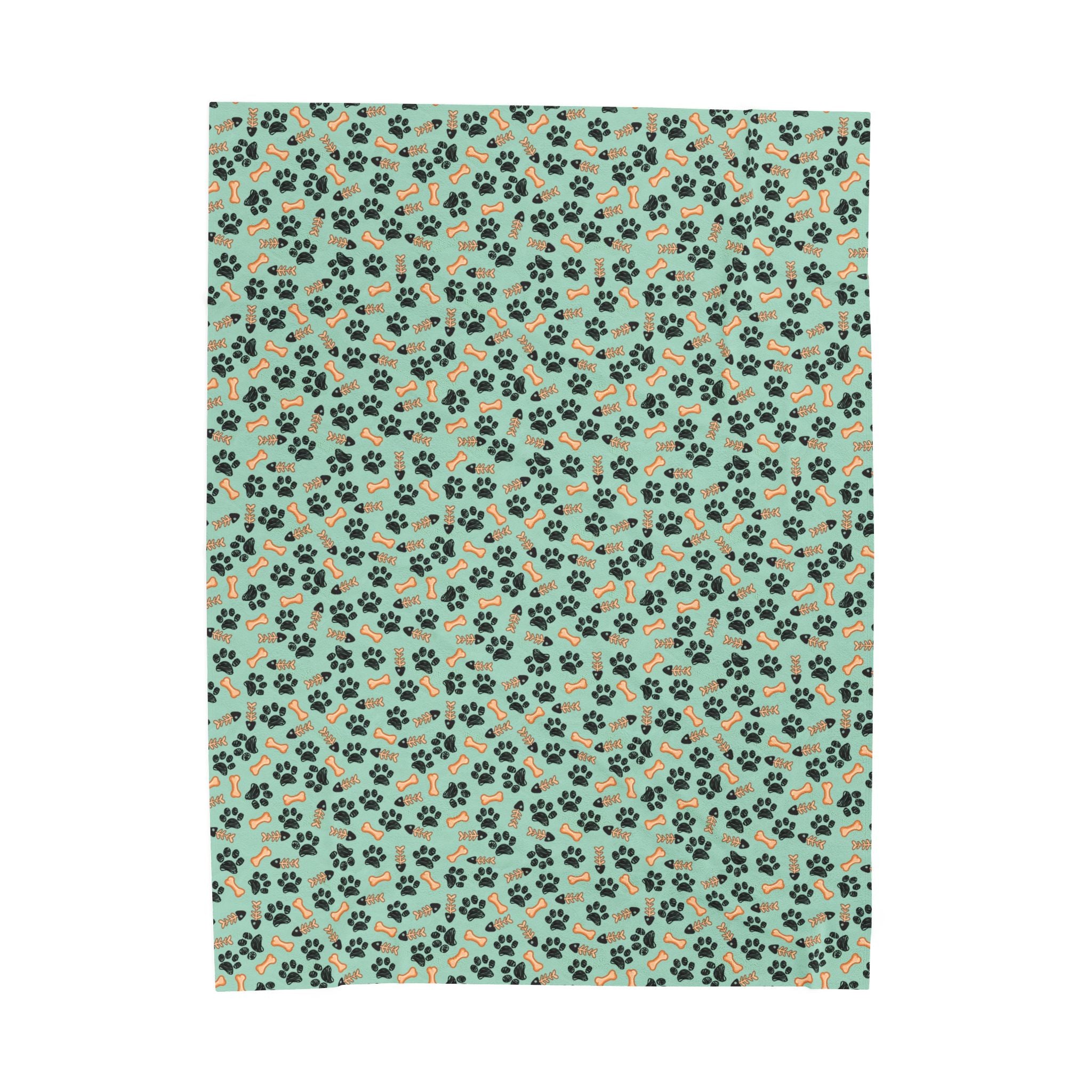 Paw Print Velveteen Plush Blanket – Cozy Pet Lover Throw