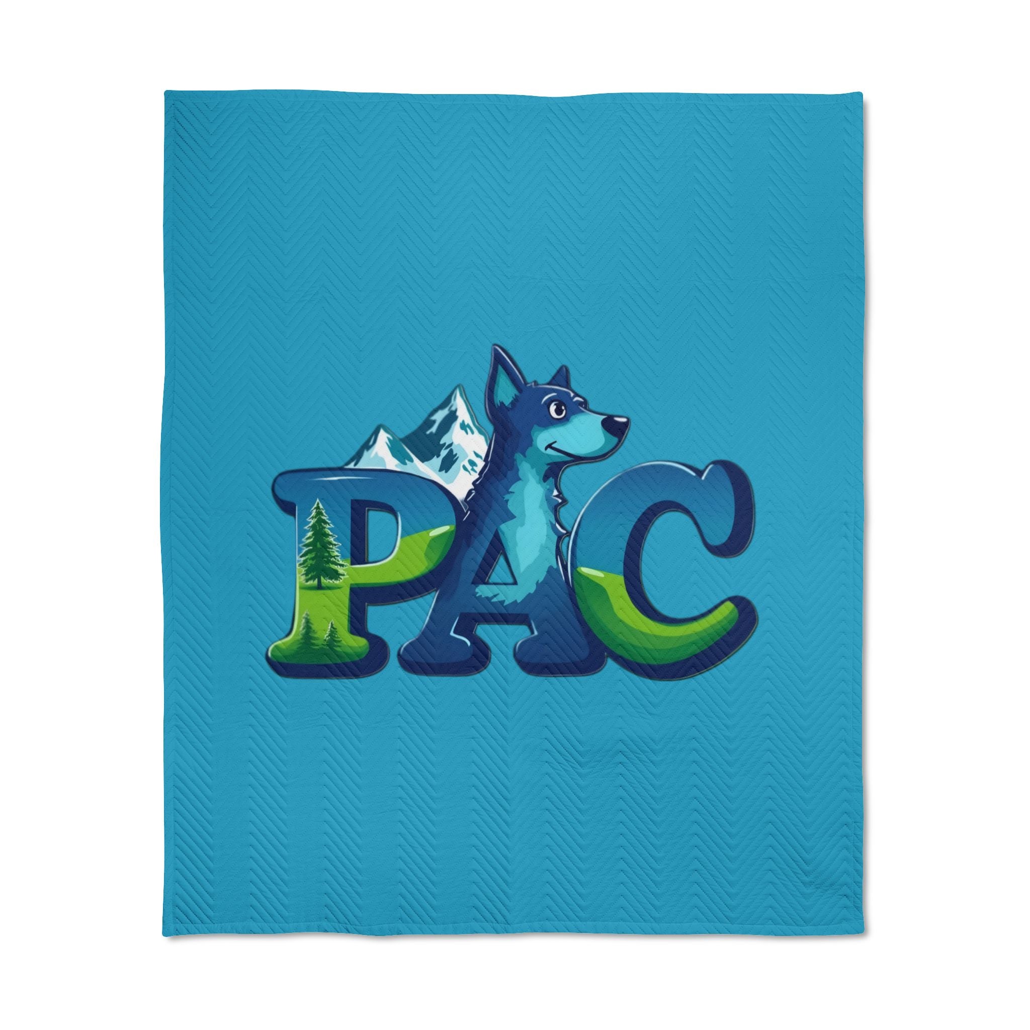 Puppy Adventure Center | Quilted Throw | Turquoise
