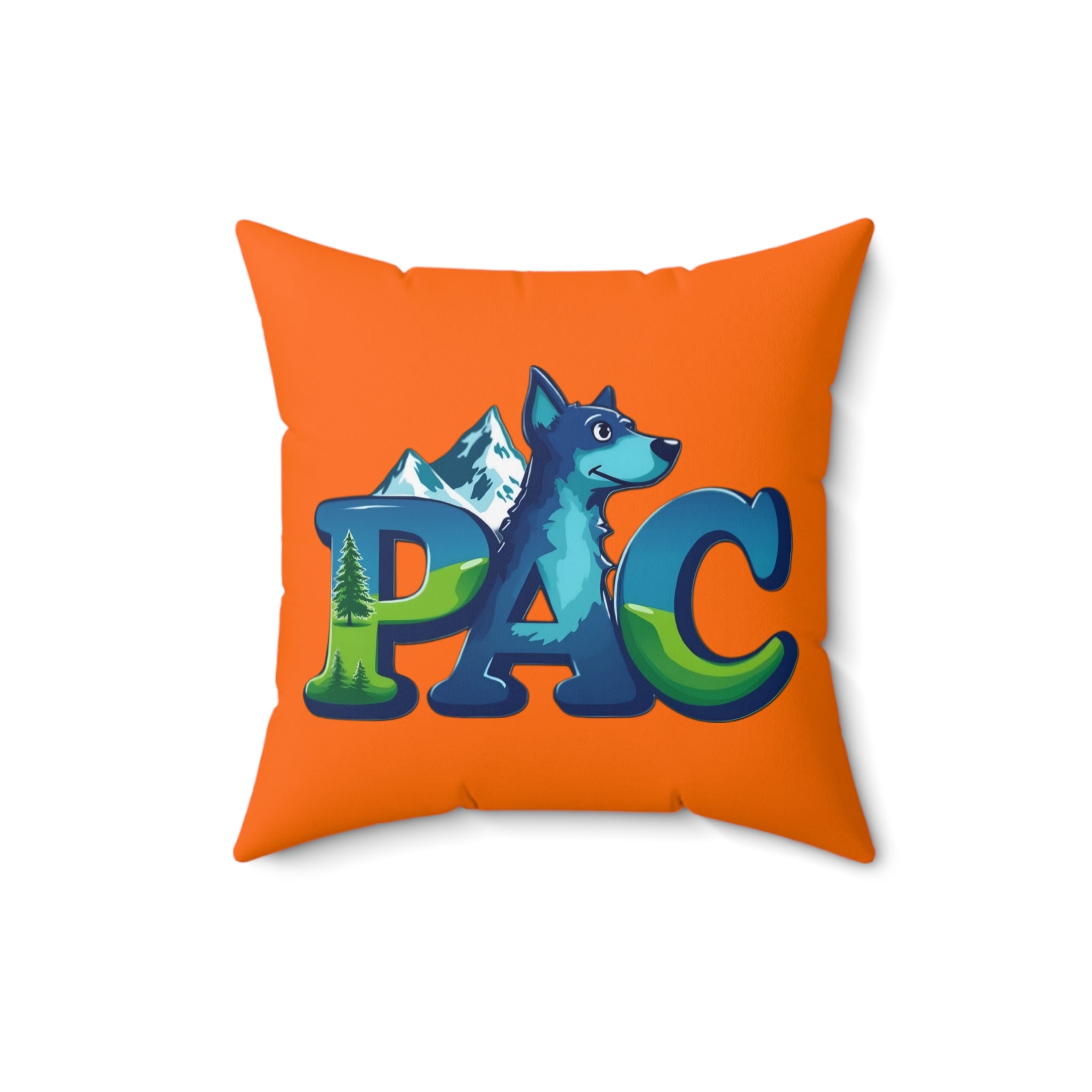 Puppy Adventure Center Pillow | Square Polyester Throw Pillow | Orange