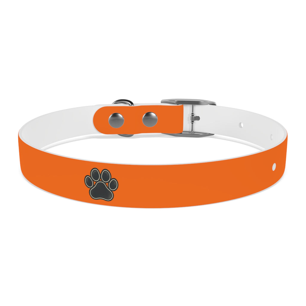 Durable Adjustable Dog Collar | Paw Print | Orange