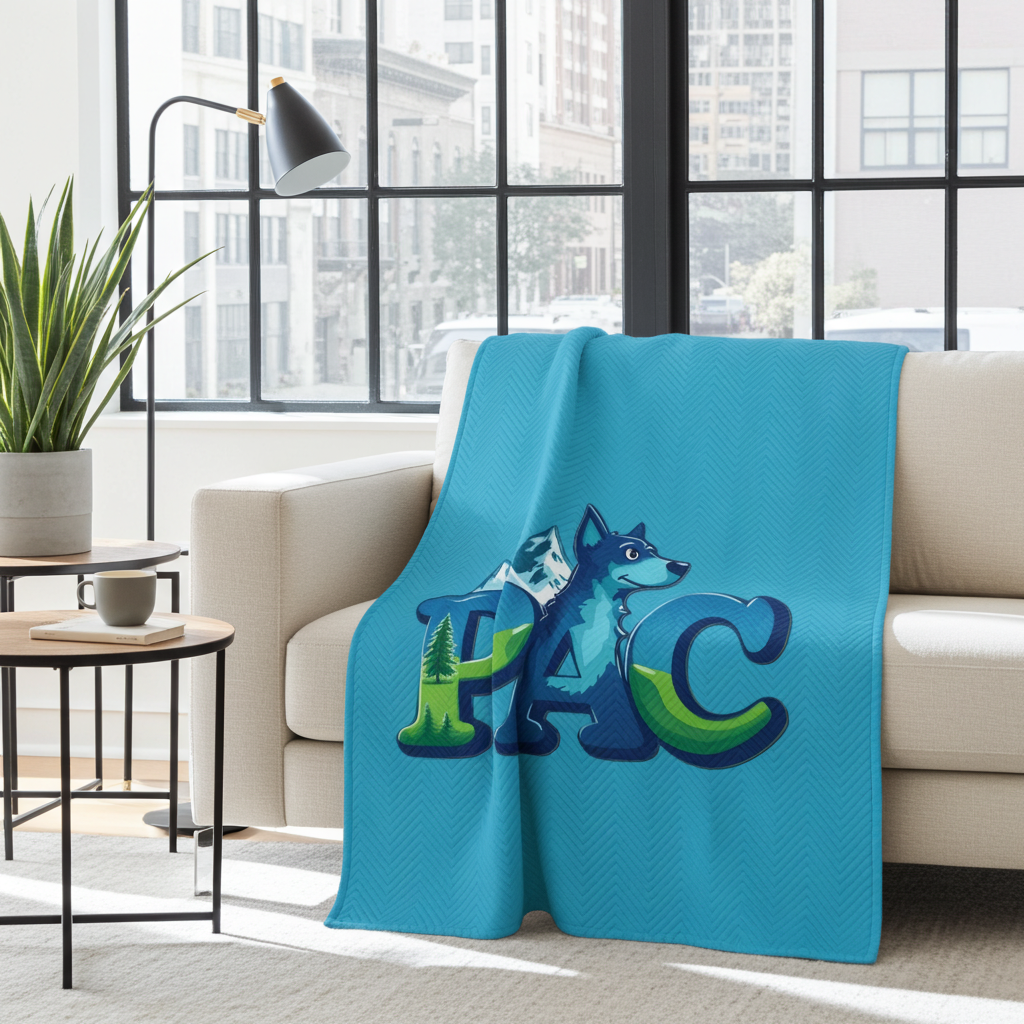Puppy Adventure Center | Quilted Throw | Turquoise