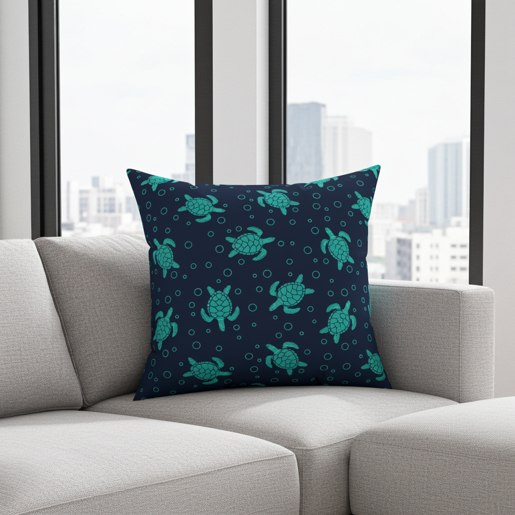 Sea Turtle Pattern Pillow | Decorative Throw Pillow