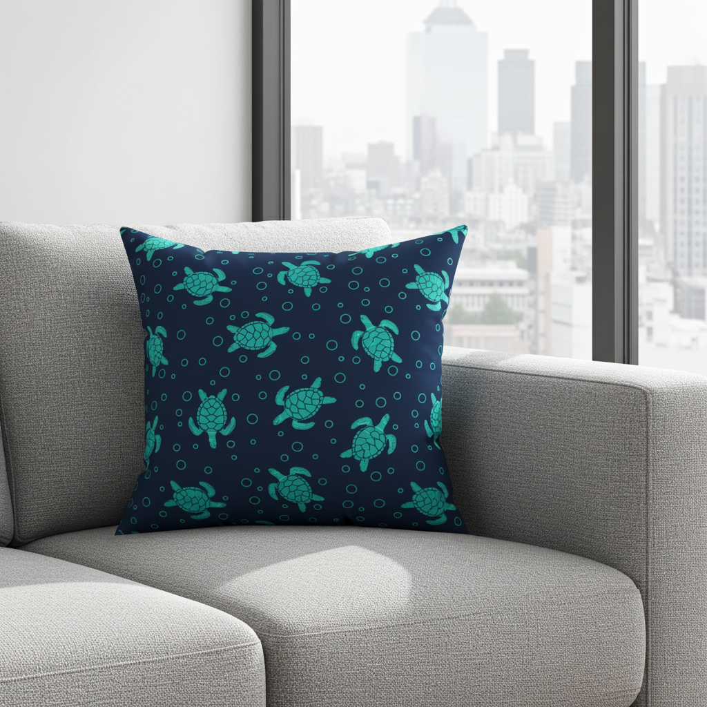 Sea Turtle Pattern Pillow | Decorative Throw Pillow