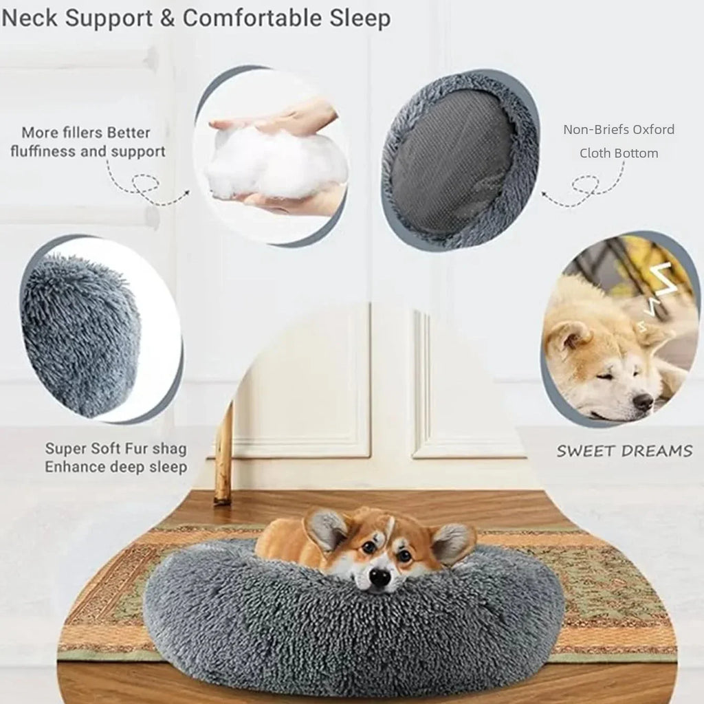 Round Plush Pet Bed for Large & Medium Dogs