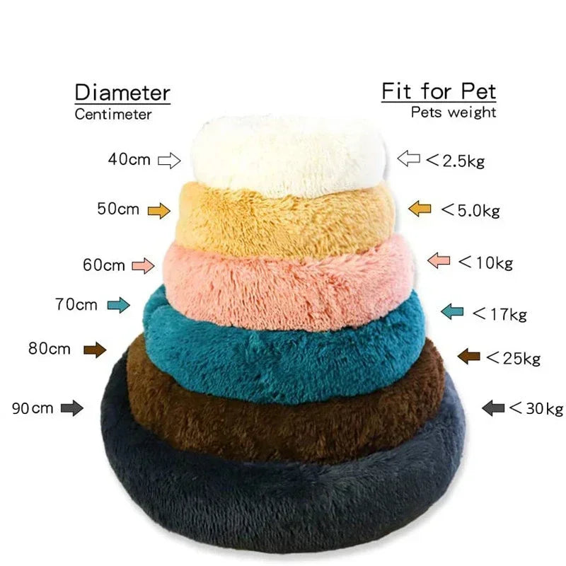 Round Plush Pet Bed for Large & Medium Dogs