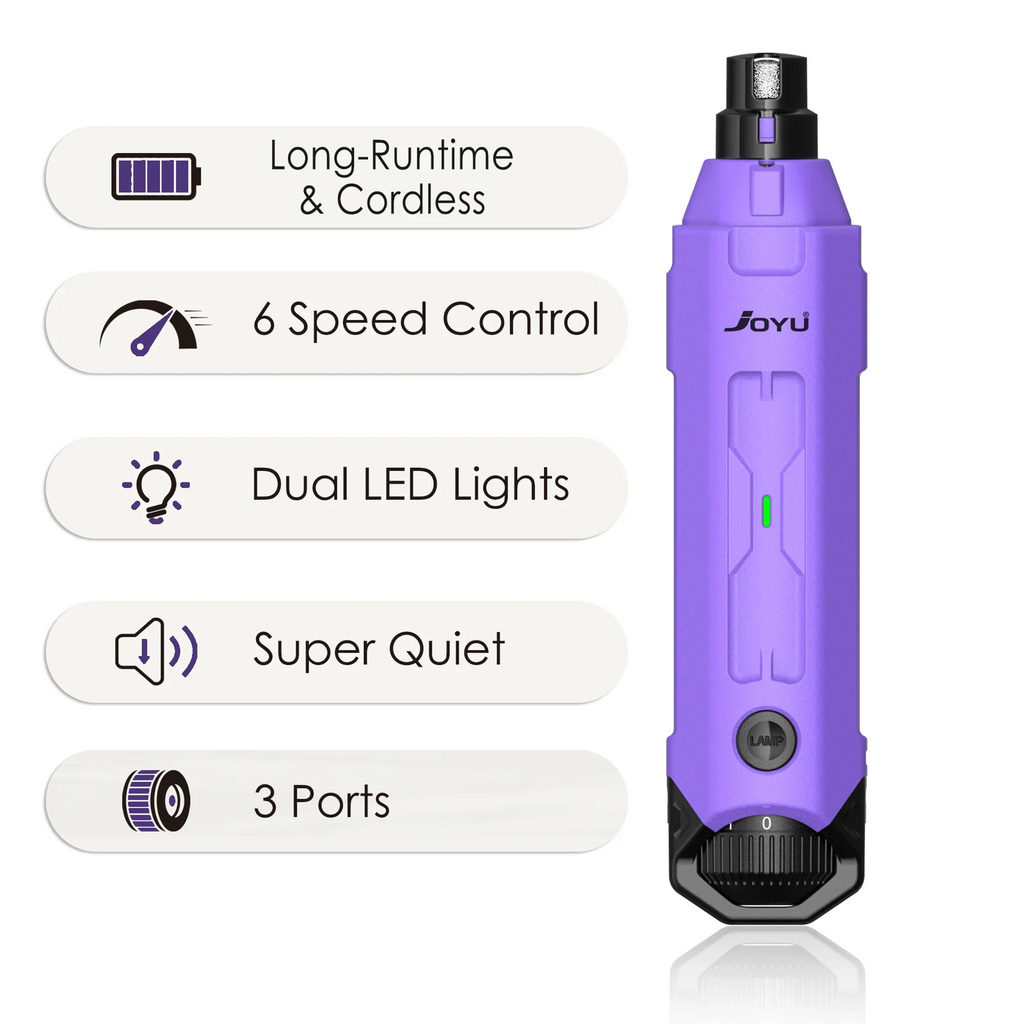 6-Speed Rechargeable Dog Nail Grinder Quiet Electric Pet Nail Trimmer for Painless Paw Grooming