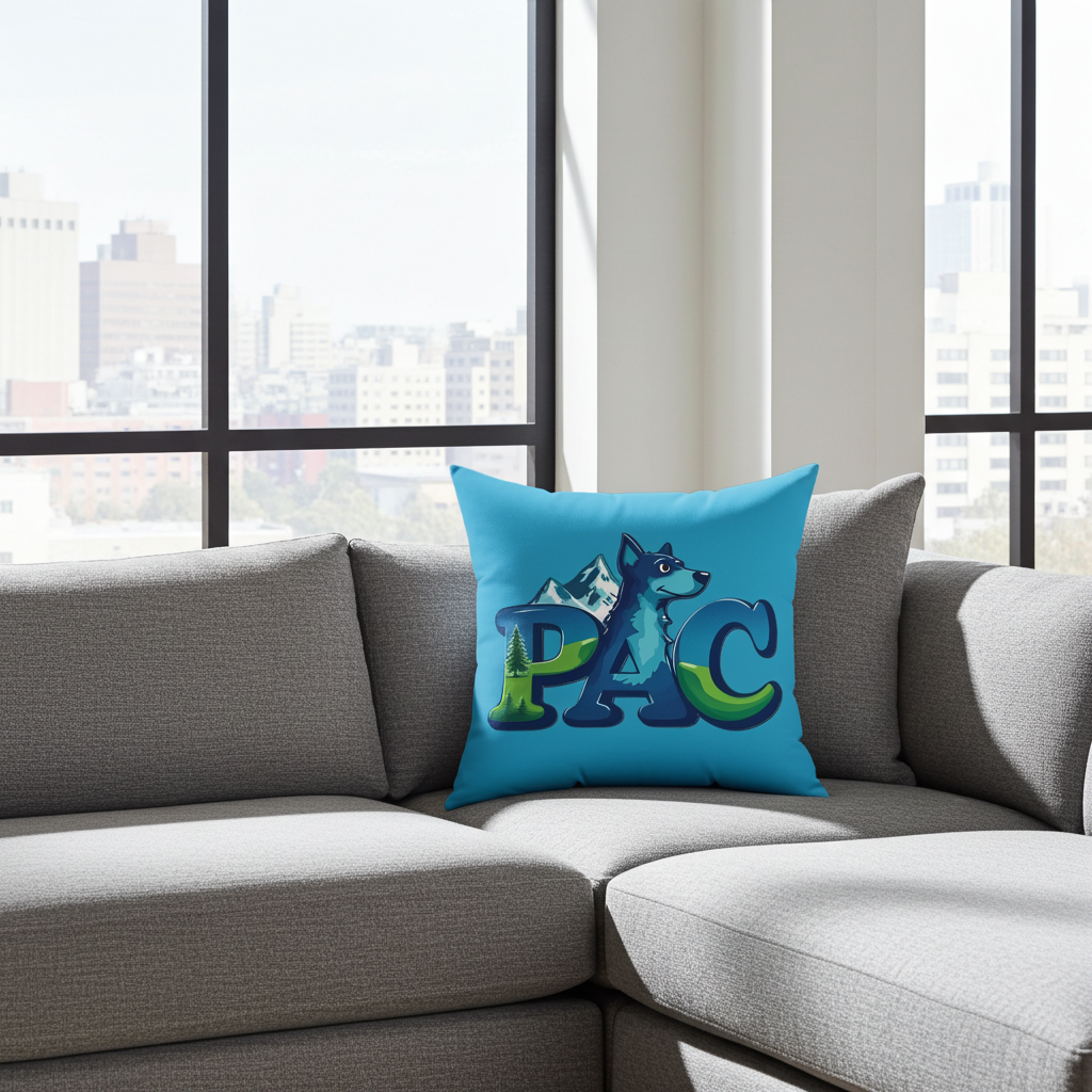Puppy Adventure Center Pillow | Square Polyester Throw Pillow | Turquoise