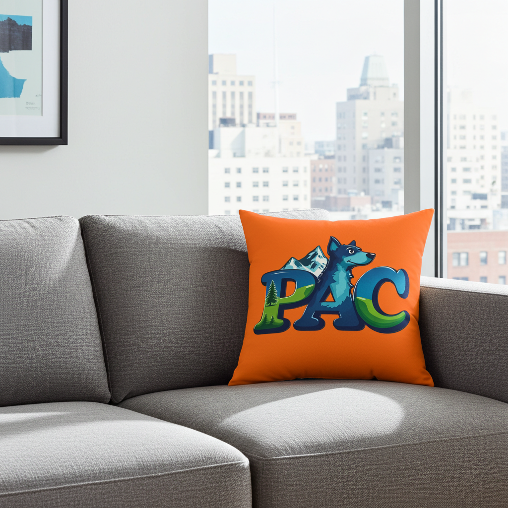 Puppy Adventure Center Pillow | Square Polyester Throw Pillow | Orange
