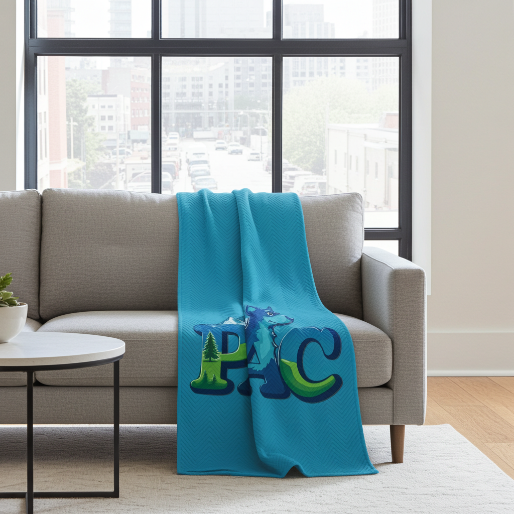 Puppy Adventure Center | Quilted Throw | Turquoise