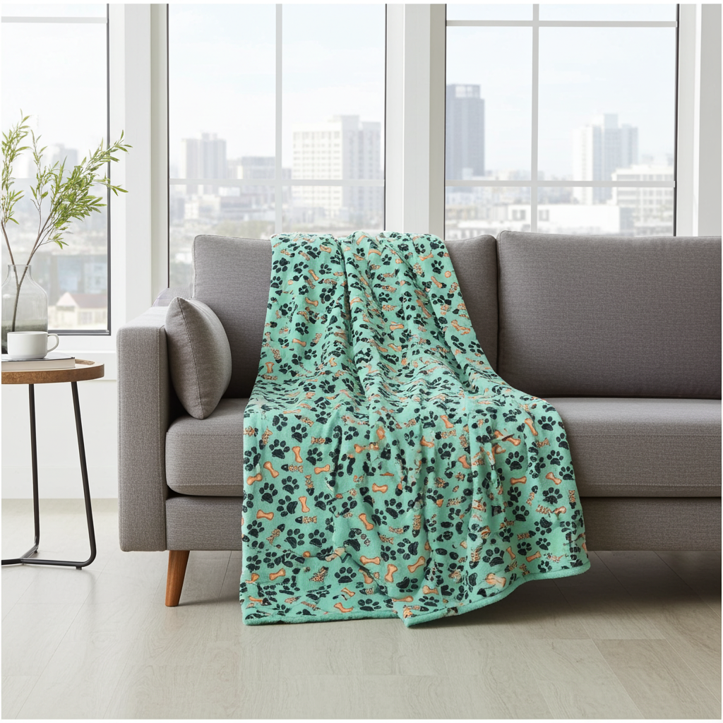 Paw Print Velveteen Plush Blanket – Cozy Pet Lover Throw