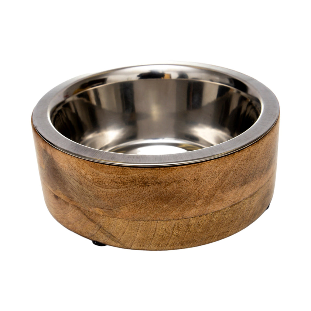 Country Living Stainless Steel Bowl & wood Holder
