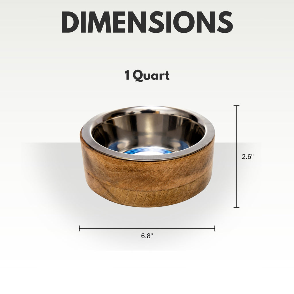 Country Living Stainless Steel Bowl & wood Holder